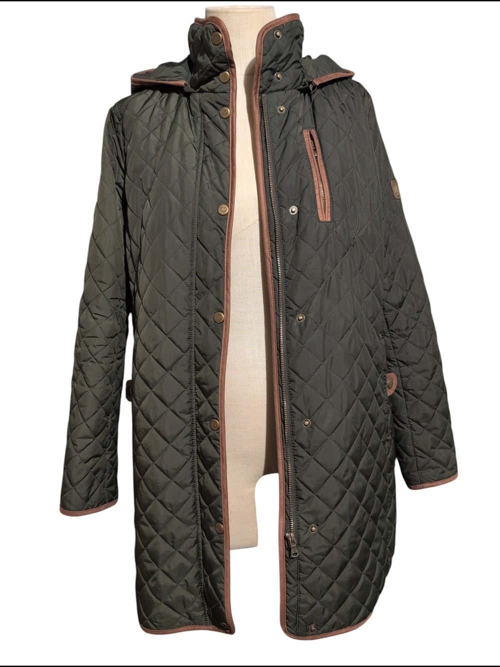 Lauren Ralph Lauren Olive Quilted Jacket Barn Lightweight Preloved Casual PLarge - Picture 10 of 16